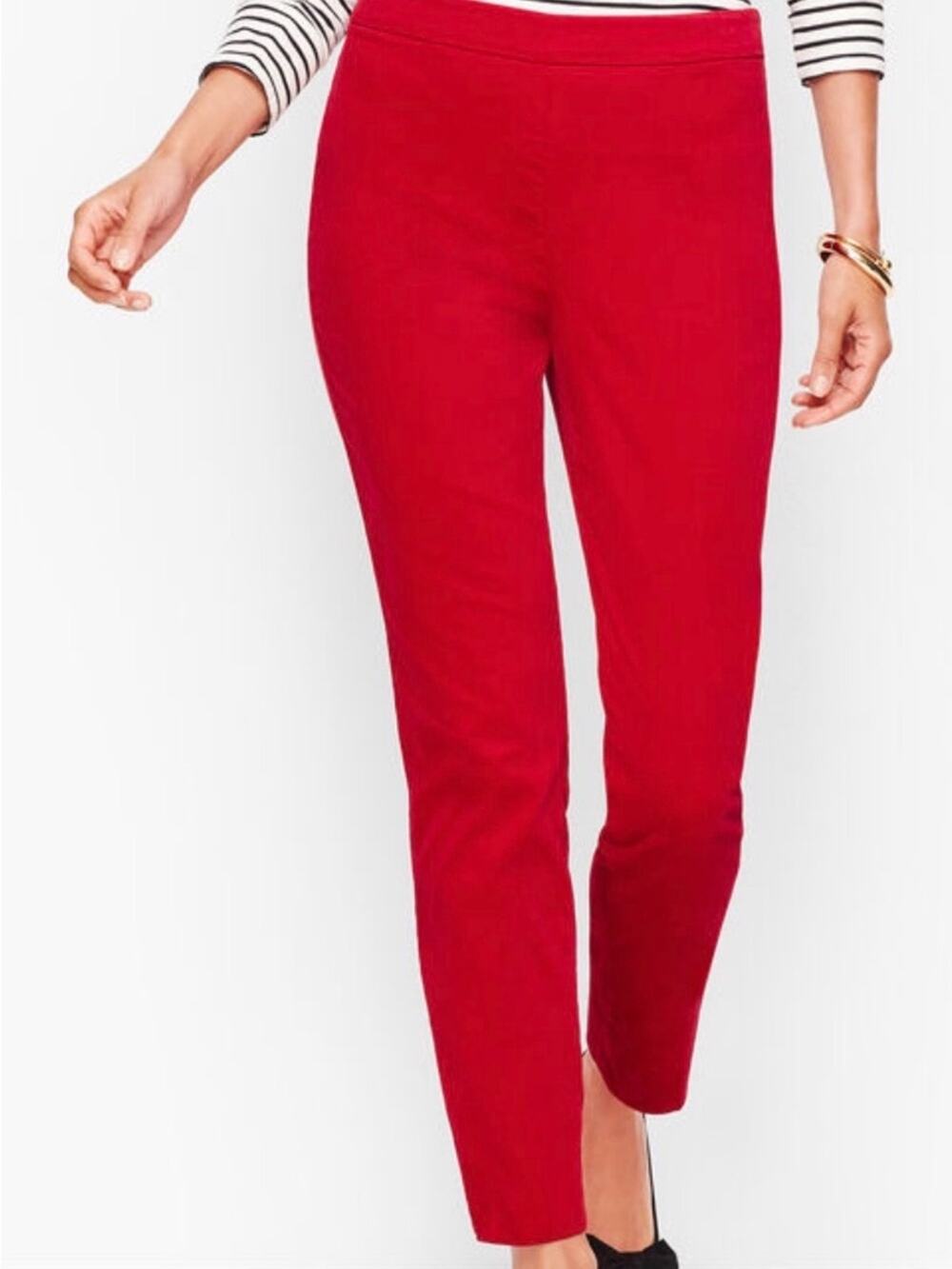 UEC Talbots RED VELVETEEN CHATHAM ANKLE Straight-Leg Pants SZ 4P PERFECT